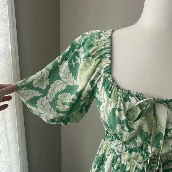 Revolve MinkPink‎ Felicia Mini Dress Green Antique Floral - Picture 4 of 7